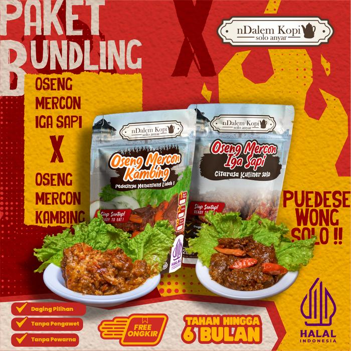 

terbaru !!! paket bundling - oseng mercon daging kambing & iga sapi 400 gram food meat - ndalem kopi