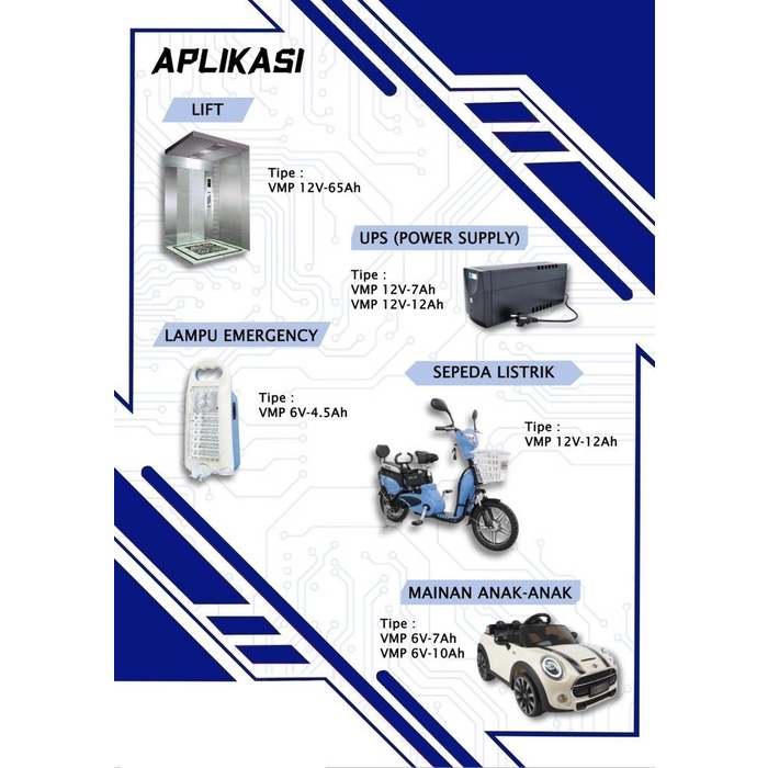 Baterai VMP 6DZF12 12V 12AH 2HR AGM Selis Sepeda Listrik. Gojek Grab