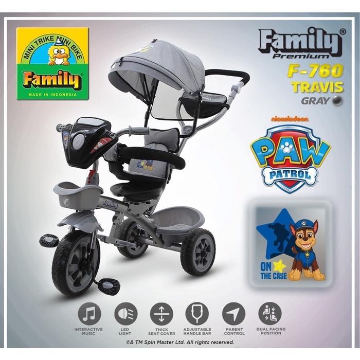 DISKON FAMILY TRAVIS F760 SEPEDA RODA TIGA ANAK MUSIK LAMPU N KANOPI LIPAT READYY