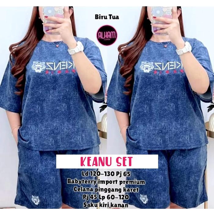 TERMURAH SETELAN KAOS WANITA LENGAN PENDEK JUMBO LD 120 PAKAIAN WANITA SETELAN CELANA PENDEK TERBARU