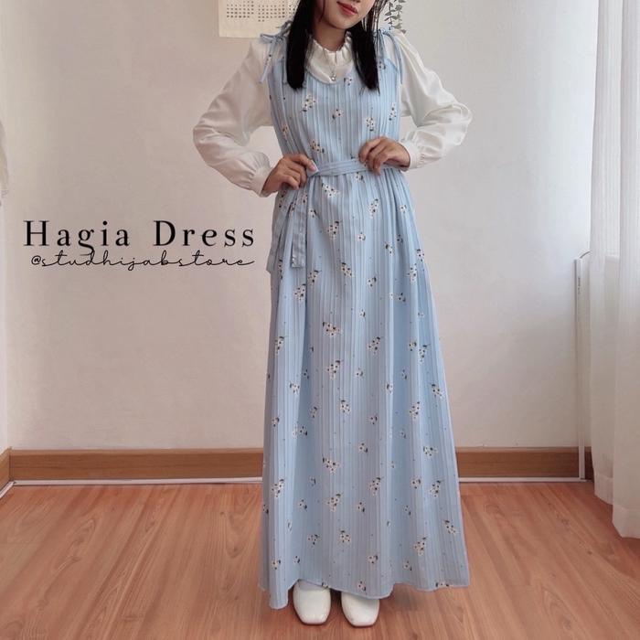 Hagia Overall Dress Bunga Muslim Cantik Motif Crinkle