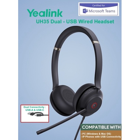 Termurah Yealink UH35 Dual - Wired Headset USB-C/A