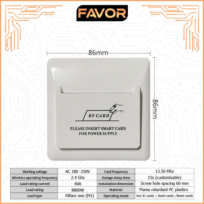 

FAVOR VES2 - Hotel Energy Saver Swit IC Card 13.56 Mhz App TTHotel