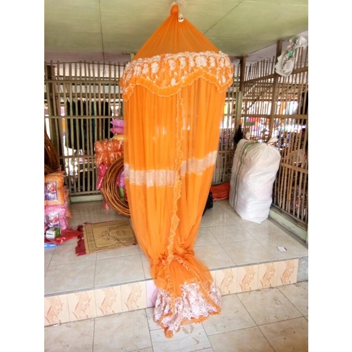Kelambu Gantung Tile Bordir Tebal Ring Rotan