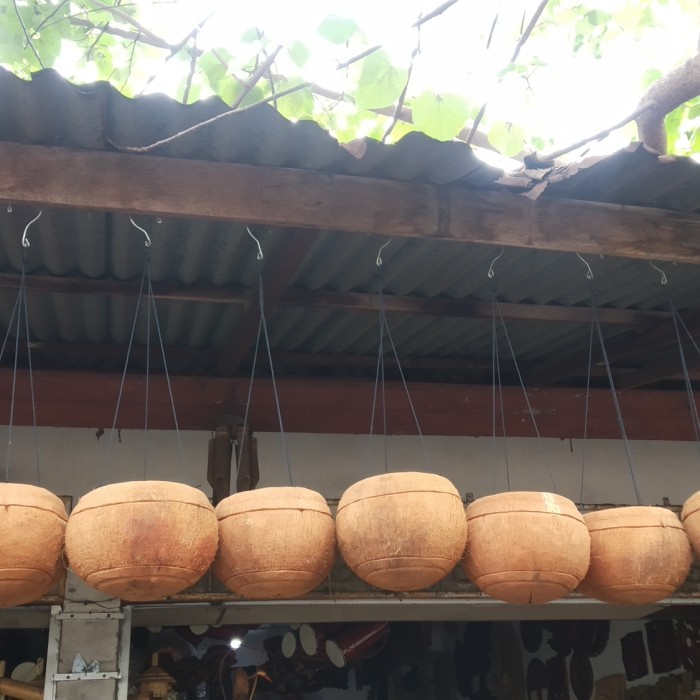 siap kirim] Kerajinan Pot bunga Bahan Batok serabut kelapa motif polos