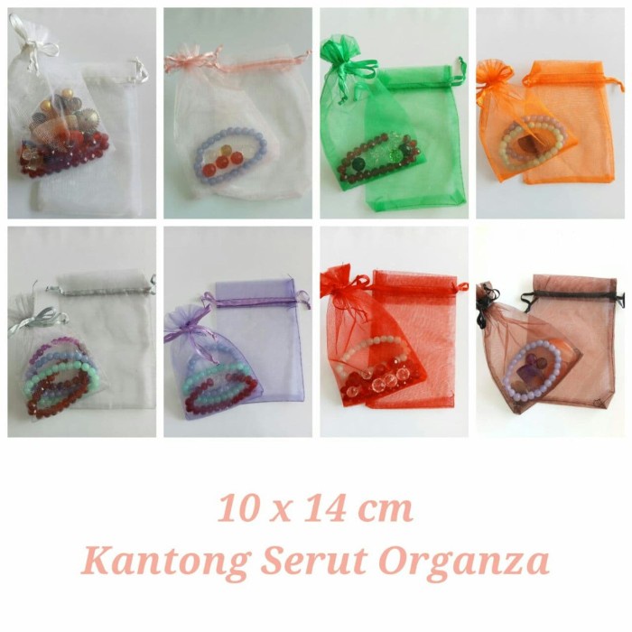 

#####] Tas Kantong Serut Organza 10x14cm Pouch Kain Gift Wrap Cute Packaging