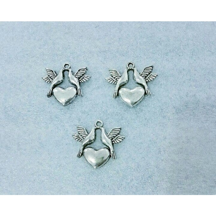 

] Metal Charm Jantung Merpati Damai /Liontin Bentuk Hati dan Merpati