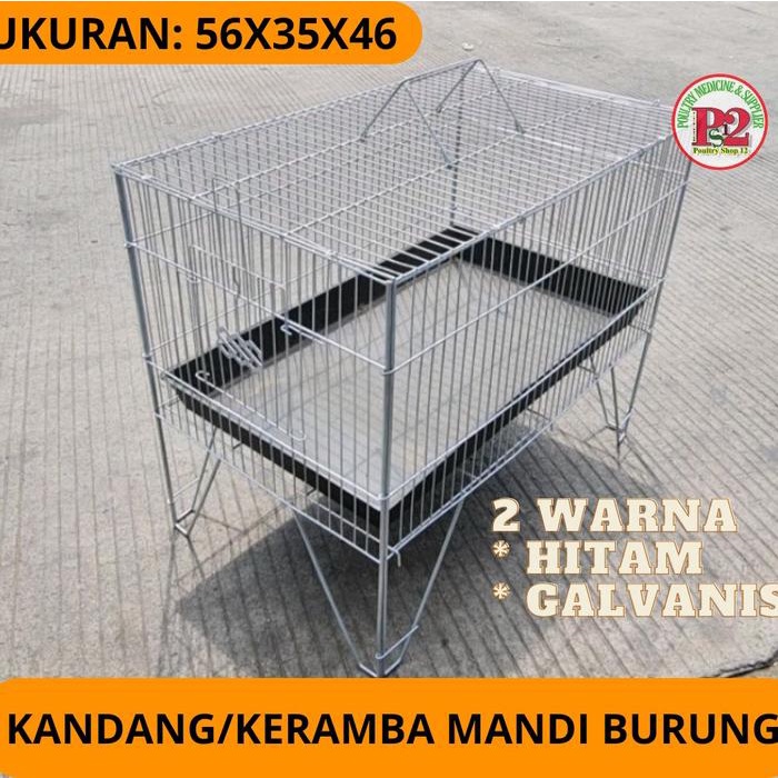 Keramba Mandi Burung Kramba Kandang Mandi Burung Warna Hitam dan Silver Galvanis Sangat Kokoh