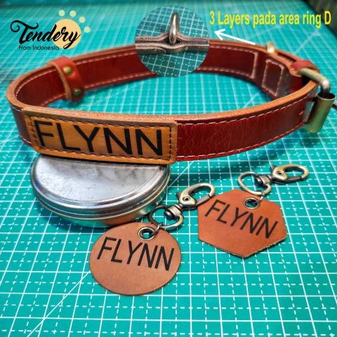 Kalung Anjing / Dog Collar Ras Besar - Asli kulit free gravir nama.