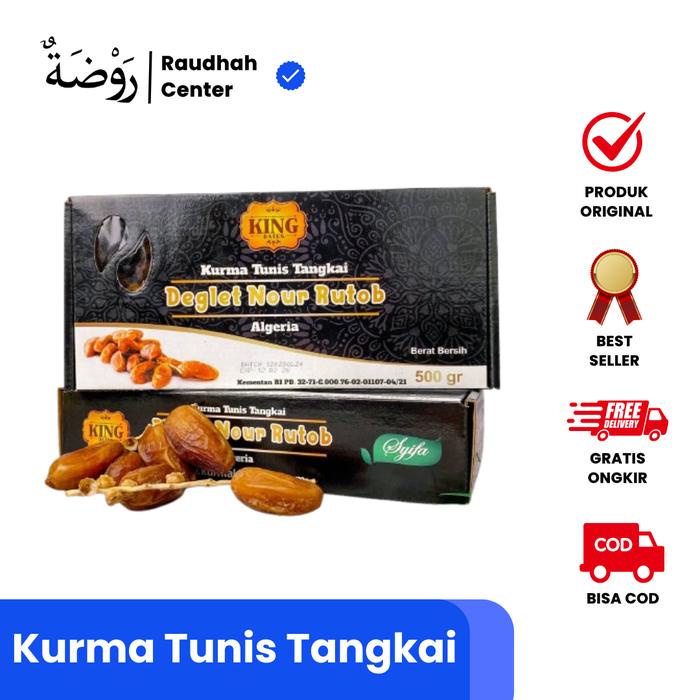 

Kurma Tunis Tangkai King Dates 400 gram Kemasan Box / Kurma Tunis Krenyes - Snack Makanan - Food