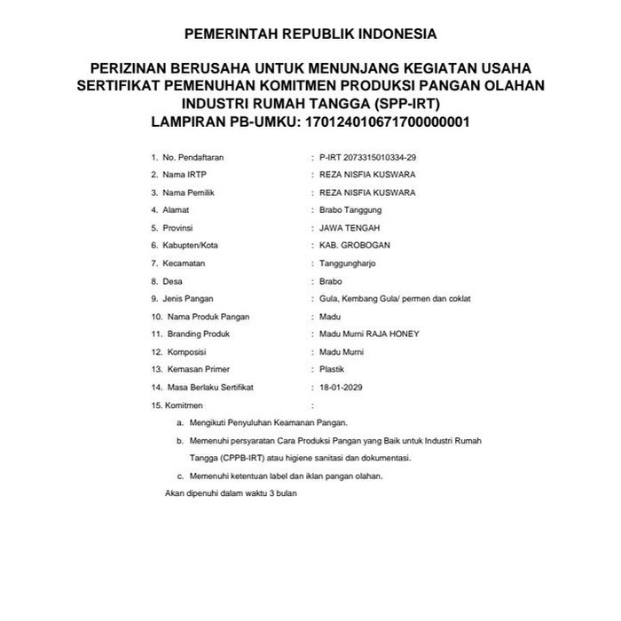 

ROYAL JELLY LEBAH KEMASAN 100 gr 100 % ASLI MURNI PANENAN