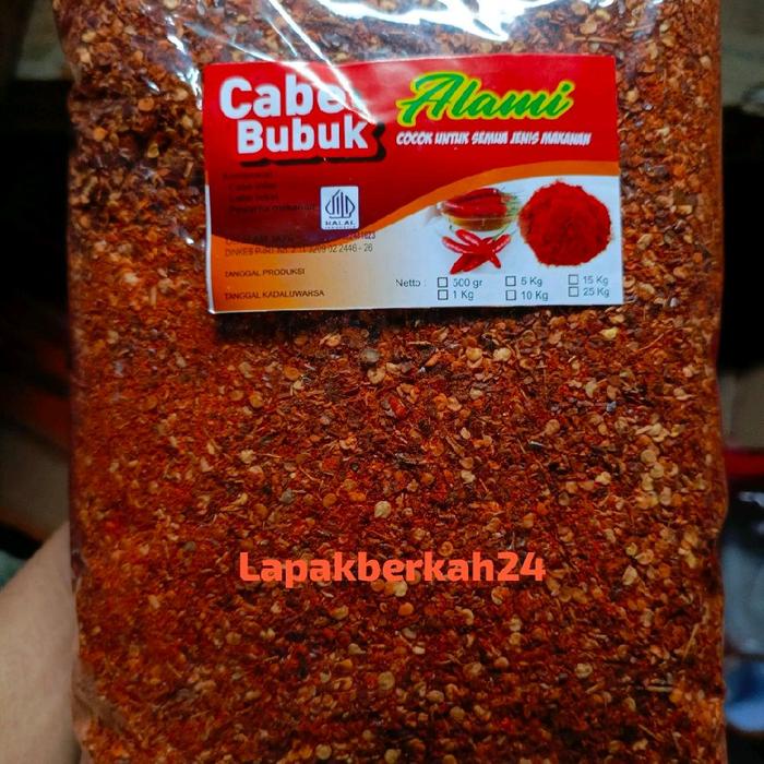 

kemasan ( 1kg ) CABE BUBUK KASAR ORI ( CAP ALAMI ) PEDAS COCOK UNTUK SEMUA JENIS OLAHAN MKANAN