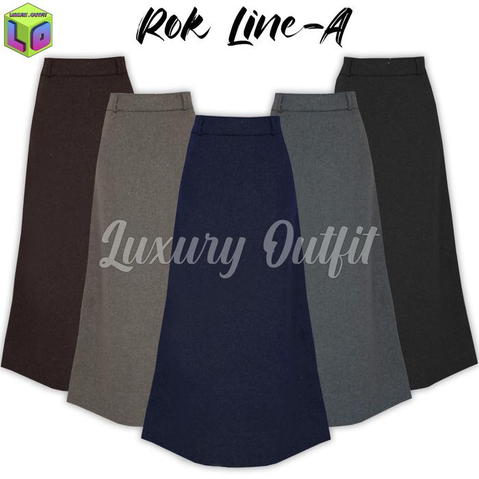 EKSLUSIF Rok Line A Formal Wanita Bawahan Panjang Span Hitam Perempuan Guru Kantoran Premium Androk