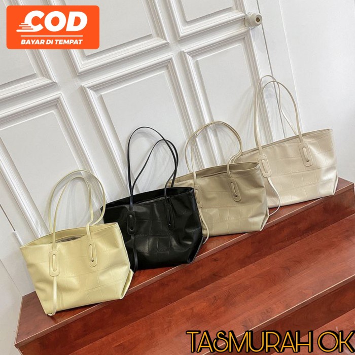 HEMAT TAS TOTE BAG POLOS JUMBO KULIT PAKAIAN WANITA MURAH ADA SLETING IMPORT