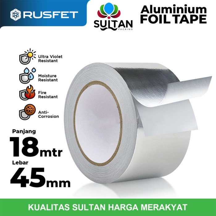 

Lakban Aluminium Foil Tape Isolasi Waterproof Tahan Panas RUSFET