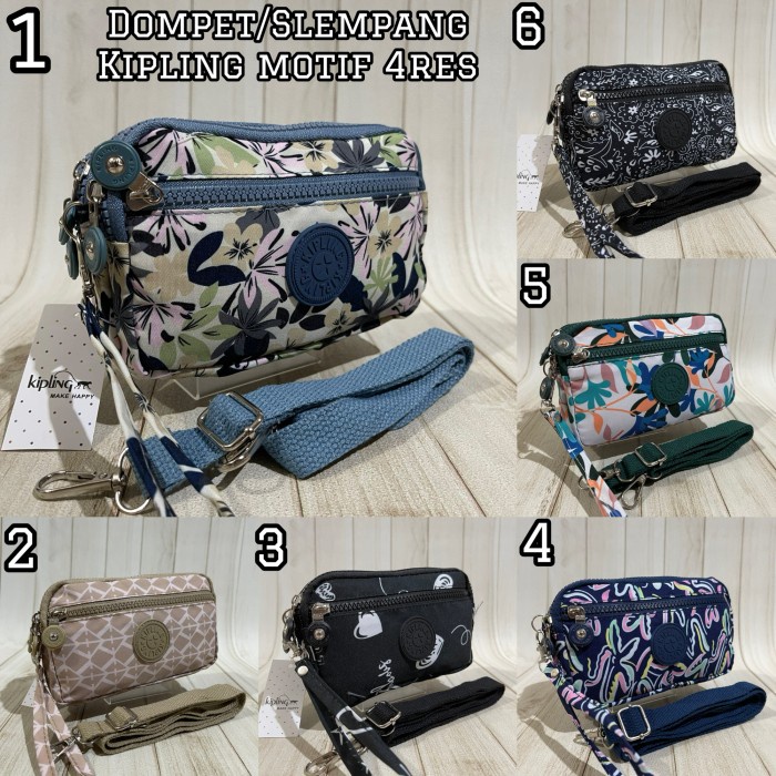 DOMPET/ TAS SELEMPANG KIPLING MOTIF DAN POLOS 4Res + 2Tali