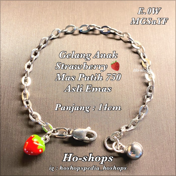 Bisa Grab Gelang Anak / Gelang Baby Strawberry Mas Putih Kadar 700 Asli Emas