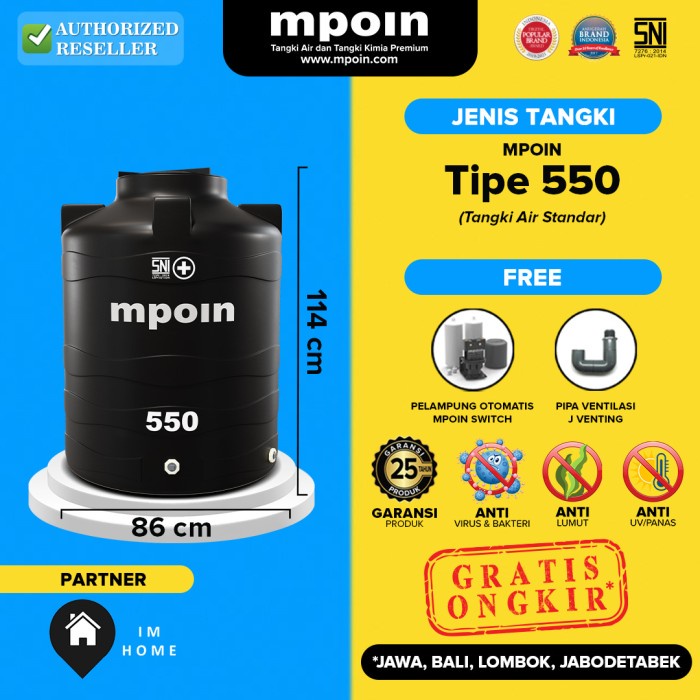 TERLARIS Tangki / Toren Air MPOIN Wave Standard 500 Liter Tipe 550