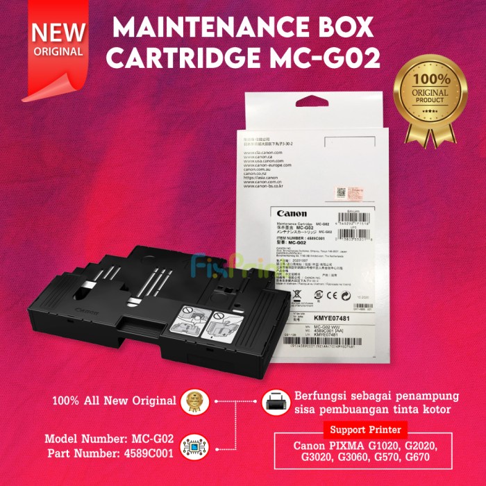 Maintenance Box MC-G02 Cartridge Original G1020 G2020 G3020 G570 Canon