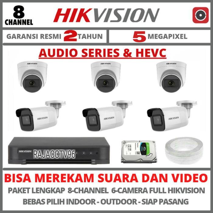 paket cctv hikvision 5mp 8 channel 6 camera turbo hd kamera cctv audio bisa rekam video dan suara