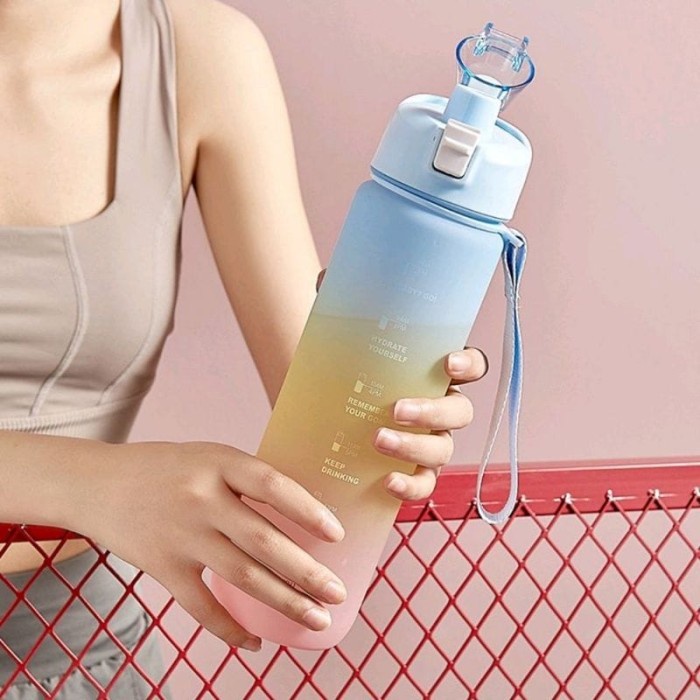 JTTOP" BOTOL MINUM MOTIVASI RAINBOW VIRAL 1LITER BPA FREE