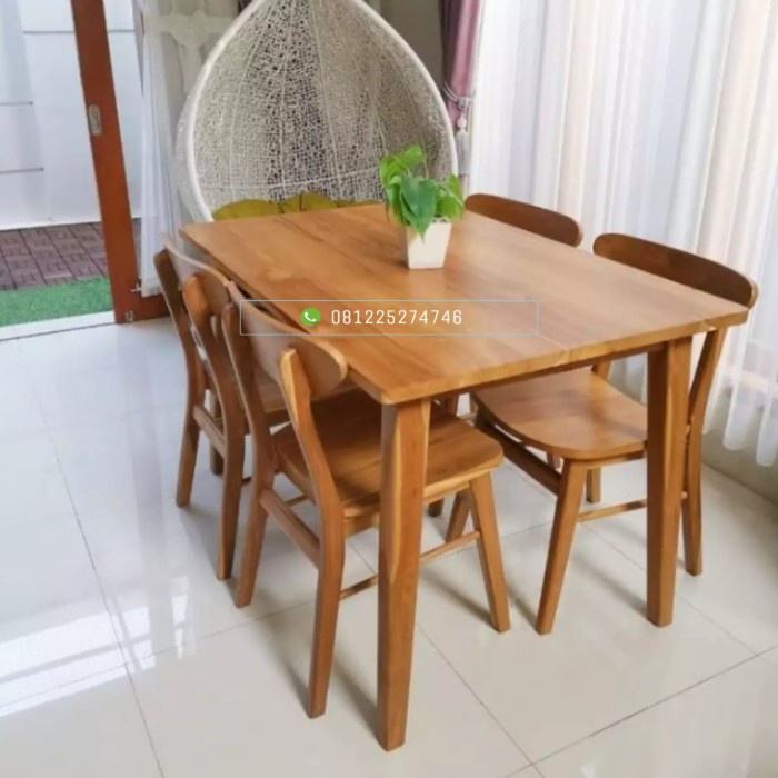 meja makan set 4 kursi meja kayu jati kursi makan jepara *