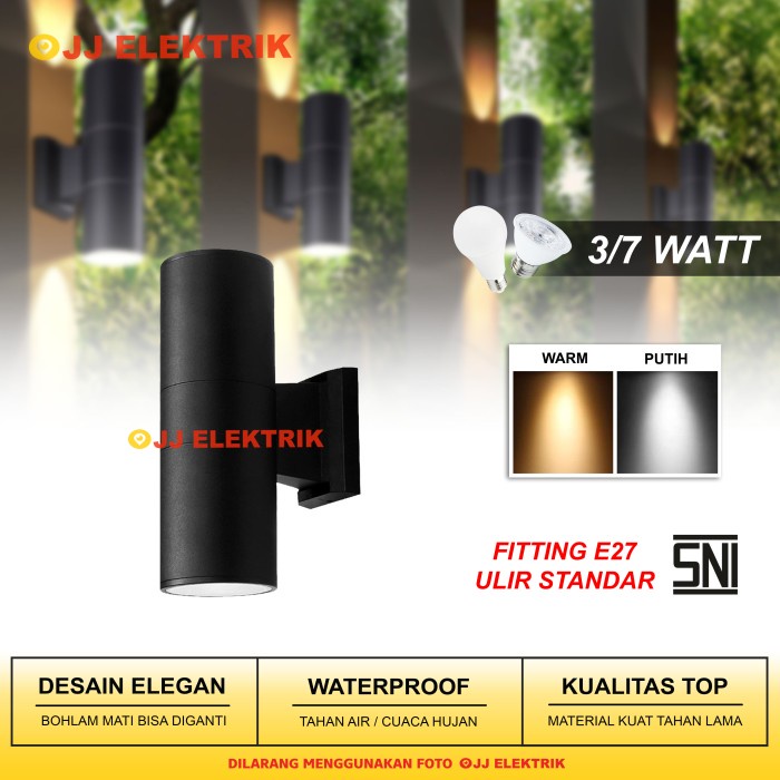 Lampu Dinding Minimalis Outdoor Teras Taman Tempel Hias Tabung 2 Arah