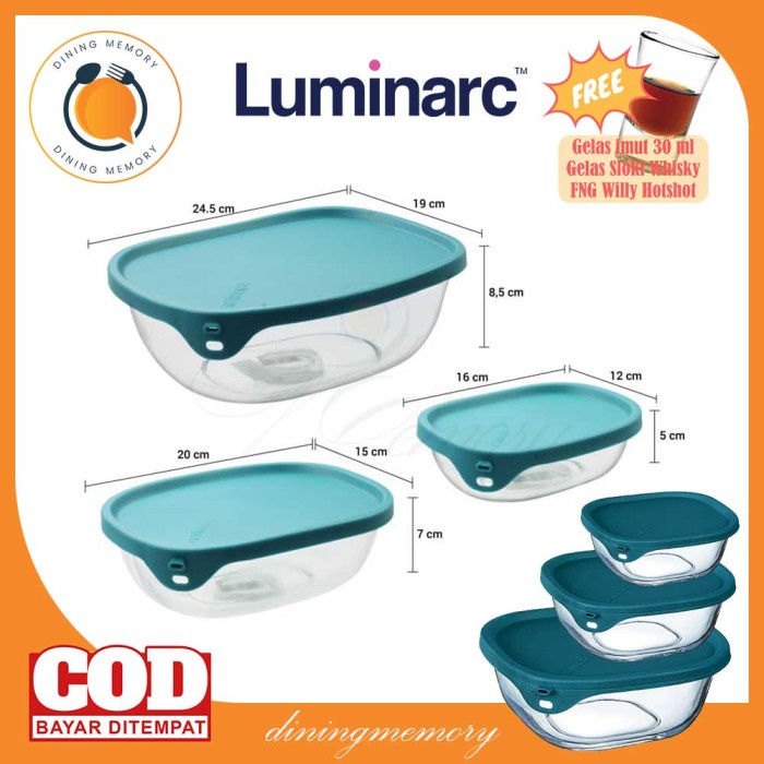 Luminarc Kotak Makan Nest & Store Boxes Storage Set - 3 Pcs/Set