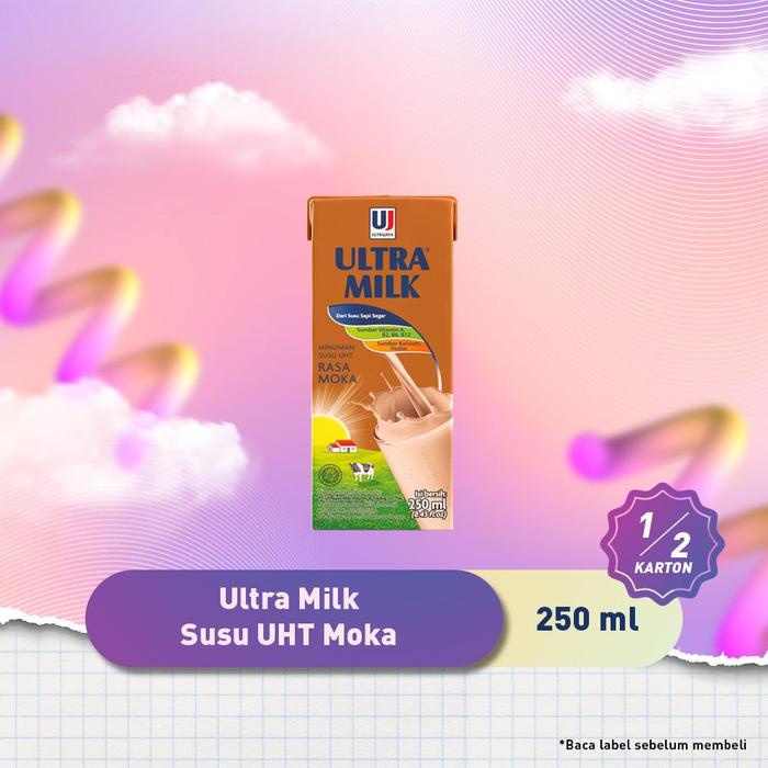 

ULTRA MILK SUSU UHT MOCCA 250ML 1/2 KARTON (12 PCS) PROMO