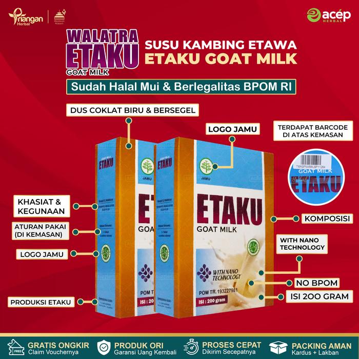 

terbaru !!! etaku herbal asam lambung ekstrak susu kambing etawa asli isi 200g ready