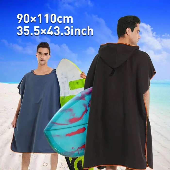 Surf Poncho Towel Poncho Quick-Dry Towel Hoodie Microfiber Beach Robe Changing Poncho Swim Towel