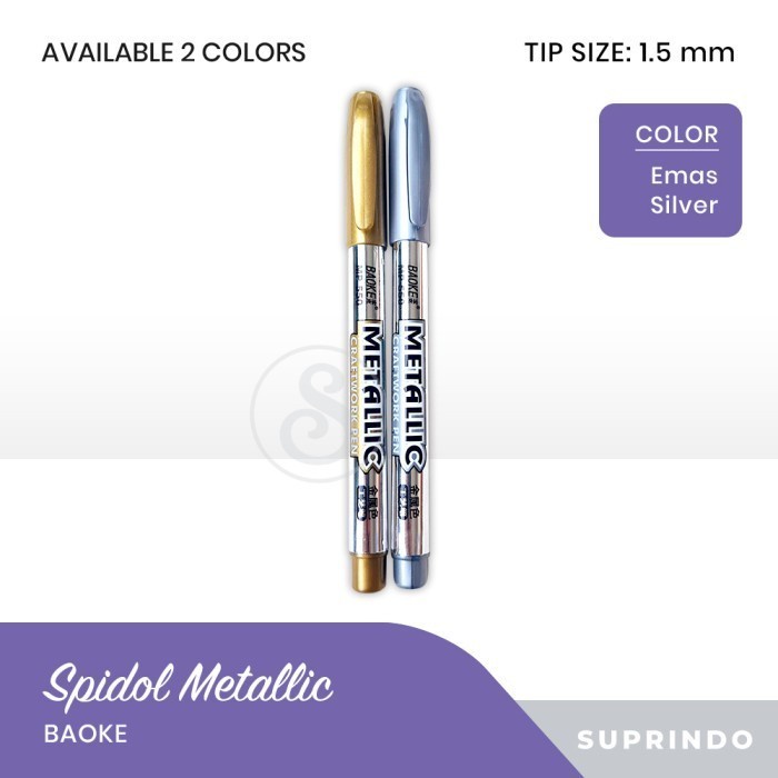 

JTTOP" SPIDOL BAOKE METALLIC EMAS & SILVER 1,5MM