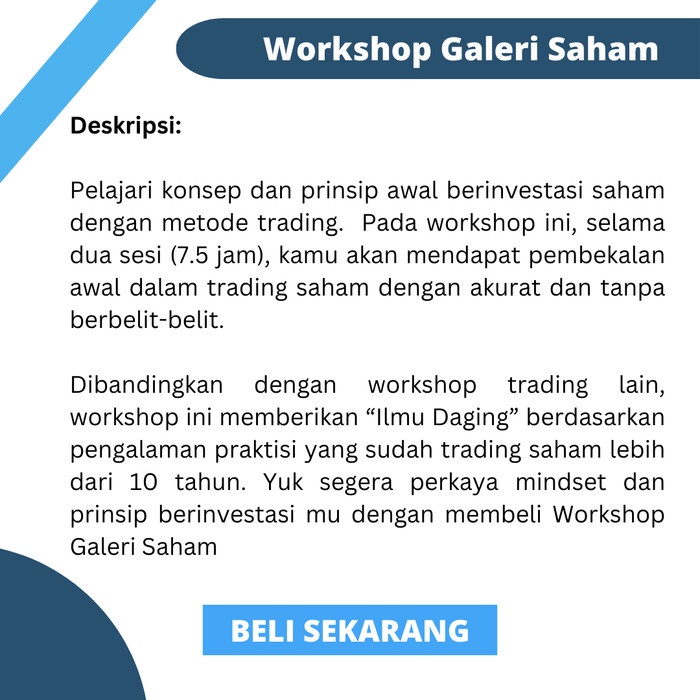 

SALE !!! PROFIT TRADER MASTERY WORKSHOP BY GALERI SAHAM JADI AHLI TRADING READYY