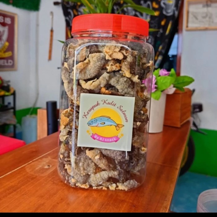 

terbaru !!! kerupuk kulit salmon original kemasan jumbo kripik fish skin ready