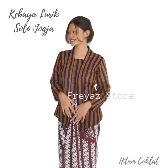 TERJAMIN Kebaya Lurik Wanita Jawa Bahan Tenun Baju Adat Jawa Wanita Baju Lurik