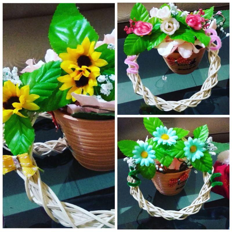 Promo Ring Rotan Hiasan Dinding /Pintu +Bunga