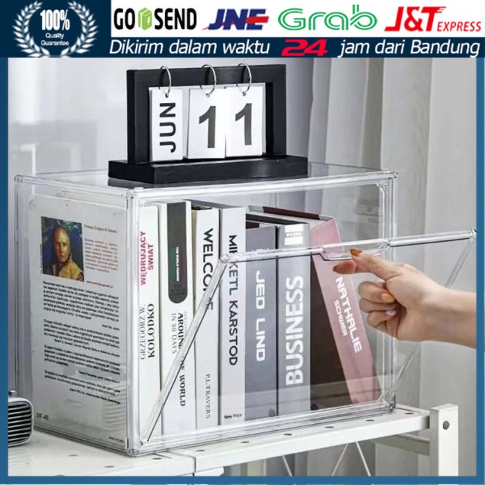 TERLARIS Transparent Acrylic Book Magazine Organizer Container Storage Box Display Tempat