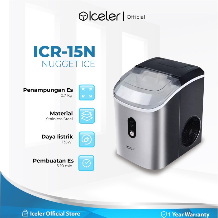 Iceler Mesin Es Nugget Es Kecil Cocok Digigit Hasil Nugget Ice Terus Menerus 15Kg/24Jam Otomatis