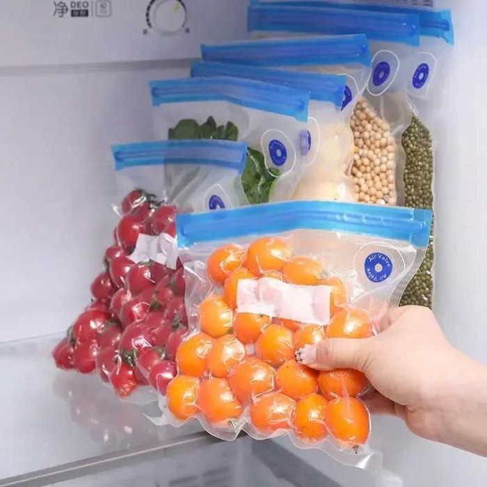 ready stok 10pcs plastic vacuum bag makanan polos ziplock reusable food grade plastik vakum klip