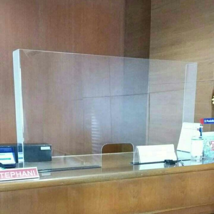 akrilik guard partisi loket kasir meja pembatas sekat bank kantor