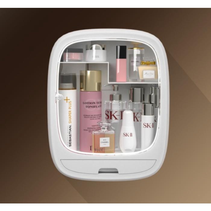 RAK GANTUNG OVAL RAK SKINCARE KOSMETIK MAKEUP RAK TOILET RAK TEMPEL ANTI DEBU MULTIFUNGSI RAK