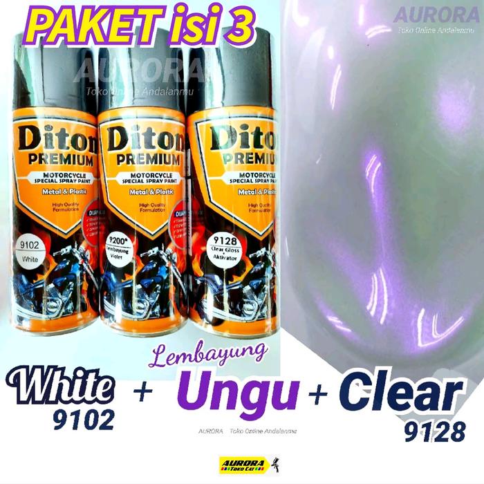 PAKET Diton Premium Lembayung Ungu (Putih White + Pearl Violet + Clear)