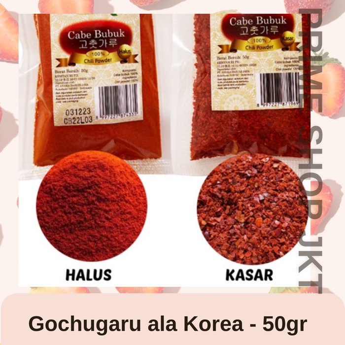 

Sale! Gochugaru Cabe Bubuk Kasar Halus Korea Halal 50 Gram Red Pepper Powder