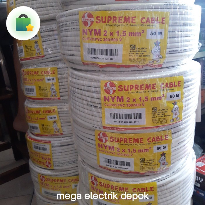 kabel listrik supreme 2x1.5 nym kawat 1 ROLL 50MTR SNI