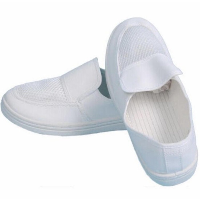 Cleanroom ESD Antistatic PVC Leather Mesh Shoes, White Sepatu Ruang bersih ESD