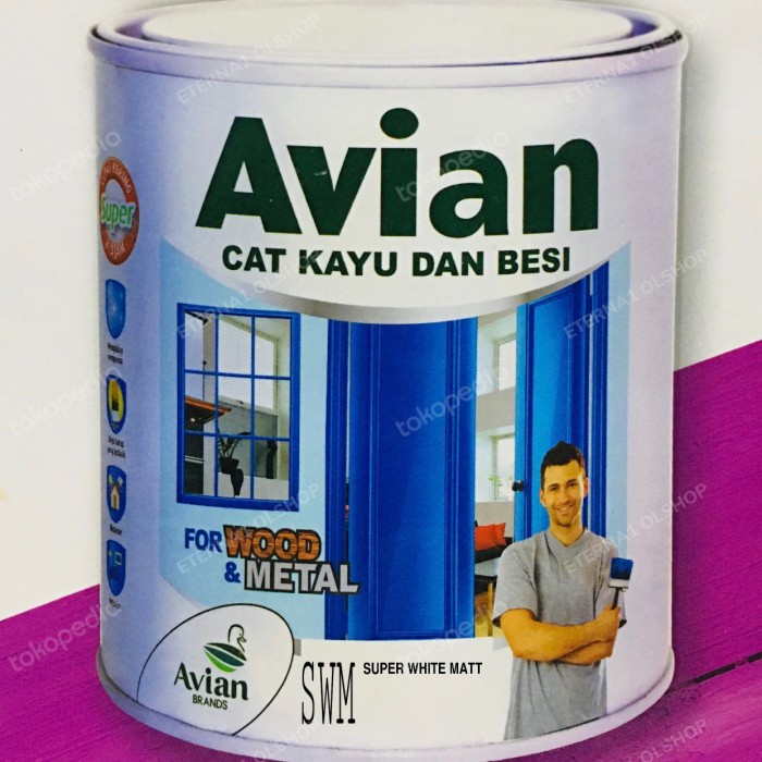 Avian SWM Super white matt 1kg Cat besi dan kayu Putih Doff