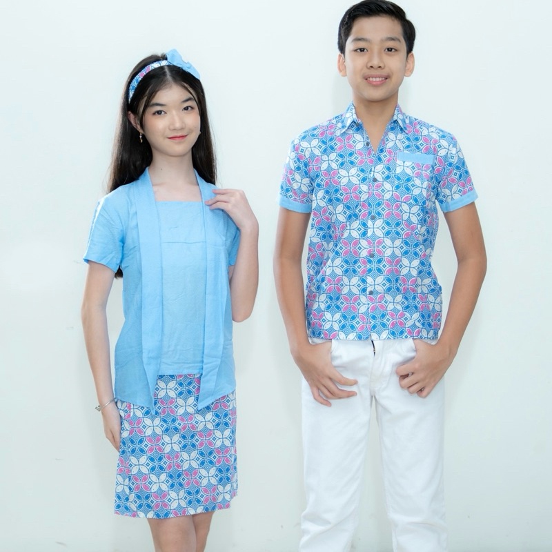 HOT Kebaya Kutubaru Anak Biru Soft Langit Cantik Dan Bagus Bisa Seragam Halus Dan Adem Gratis