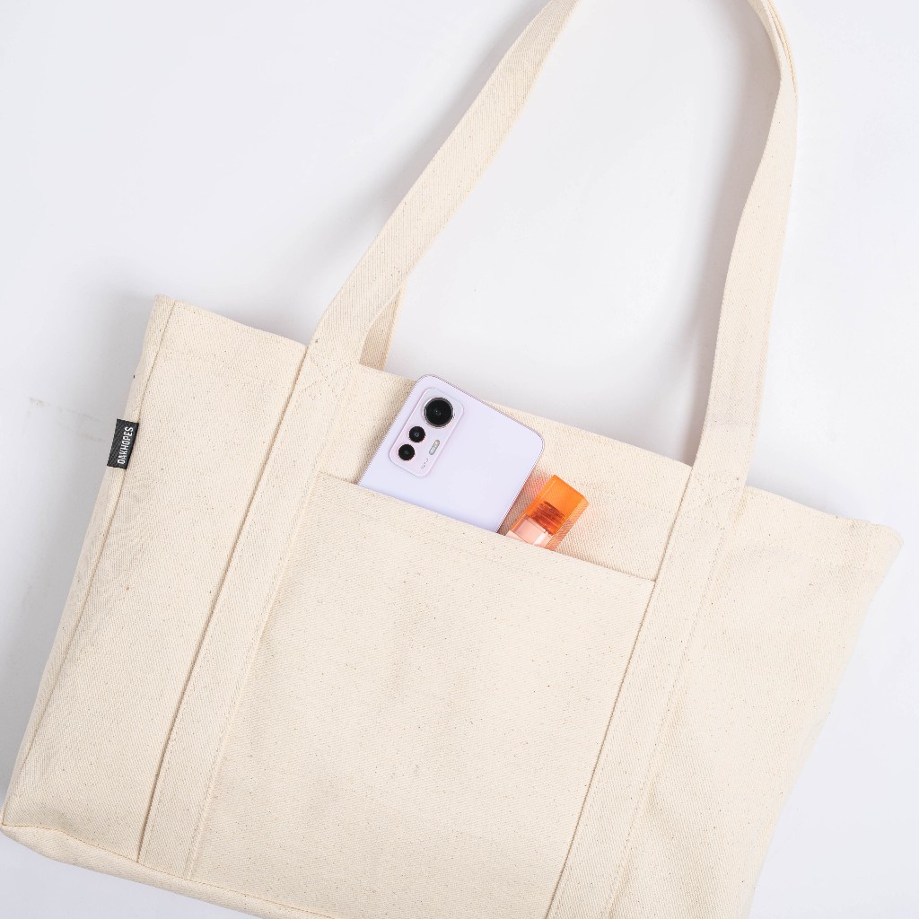 HOT PRODUCT Oakhopes - Tote Bag Kanvas Cream - Tas Laptop - Totebag Pria Wanita - Dexa Bag
