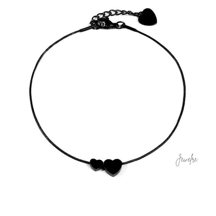

Terlaris Gelang Kaki Hitam Mini Charm Heart Love Jewelre Black Stainless Steel Anklet Aksesoris