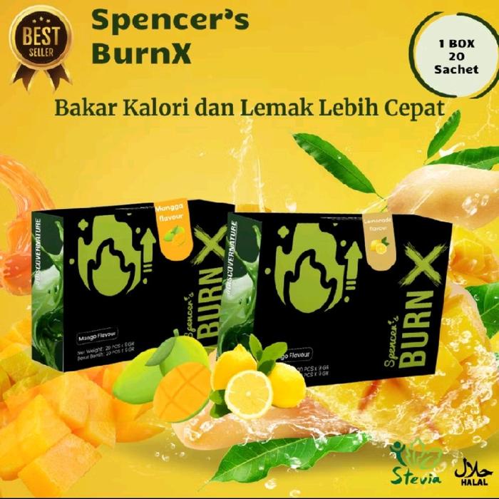 

Spencer's Burn x Rasa Mango & Lemon - Minuman Bakar Kalori - 1 Box 20 Sachet, Membantu Perbaikan